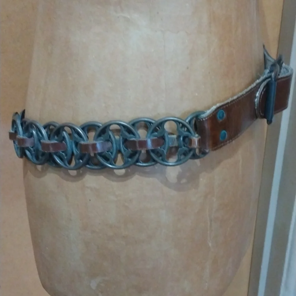 Vintage leather & metal belt